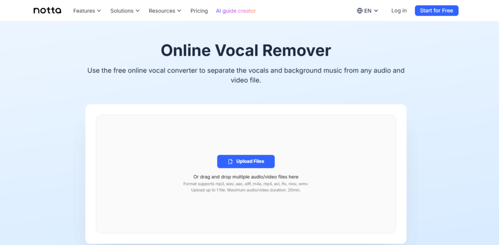 Notta-Ultimate Vocal Remover Download Alternative